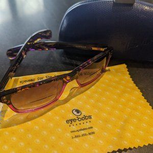 Eyebobs Roy D Sun Readers Pink & Tortoise with 2.0 magnification with hard case